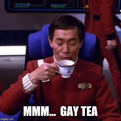 Sulu that's ooohh my business | MMM...  GAY TEA | image tagged in sulu that's ooohh my business | made w/ Imgflip meme maker