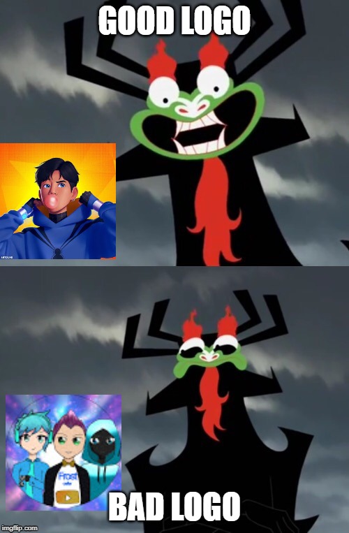 Dissatisfied Aku | GOOD LOGO; BAD LOGO | image tagged in dissatisfied aku | made w/ Imgflip meme maker