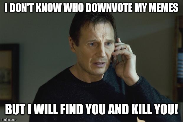 I Will Find You | I DON'T KNOW WHO DOWNVOTE MY MEMES; BUT I WILL FIND YOU AND KILL YOU! | image tagged in i will find you | made w/ Imgflip meme maker