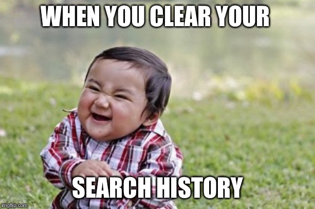 You should do the same | WHEN YOU CLEAR YOUR; SEARCH HISTORY | image tagged in memes,evil toddler | made w/ Imgflip meme maker