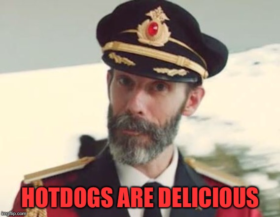Captain Obvious | HOTDOGS ARE DELICIOUS | image tagged in captain obvious | made w/ Imgflip meme maker