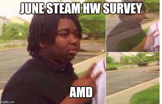 fading away | JUNE STEAM HW SURVEY; AMD | image tagged in fading away | made w/ Imgflip meme maker
