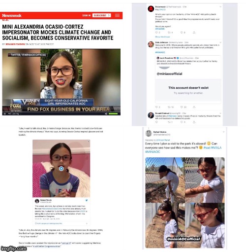 Hispanic AOC impersonator, #MiniAOCofficial, was doxxed and received death threats.  Her account is gone.  Lefty censorship. | image tagged in censorship,leftists,first ammendment | made w/ Imgflip meme maker