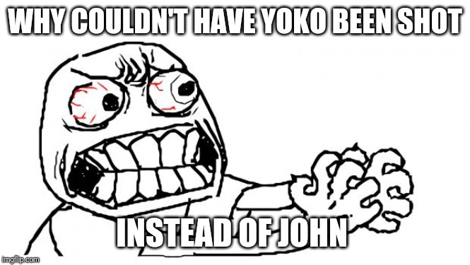 Anger | WHY COULDN'T HAVE YOKO BEEN SHOT; INSTEAD OF JOHN | image tagged in anger | made w/ Imgflip meme maker