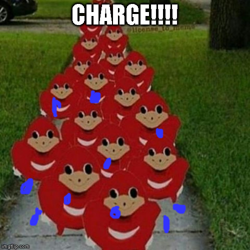 Ugandan knuckles army | CHARGE!!!! | image tagged in ugandan knuckles army | made w/ Imgflip meme maker