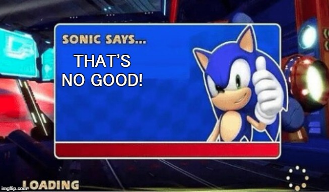 Sonic Says | THAT'S NO GOOD! | image tagged in sonic says | made w/ Imgflip meme maker