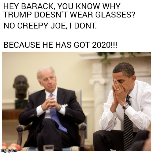 Barack and creepy Joe | image tagged in barack obama,joe biden,donald trump | made w/ Imgflip meme maker