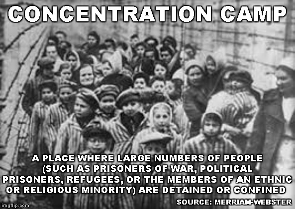 YES, they ARE concentration camps | CONCENTRATION CAMP; A PLACE WHERE LARGE NUMBERS OF PEOPLE (SUCH AS PRISONERS OF WAR, POLITICAL PRISONERS, REFUGEES, OR THE MEMBERS OF AN ETHNIC OR RELIGIOUS MINORITY) ARE DETAINED OR CONFINED; SOURCE: MERRIAM-WEBSTER | image tagged in children in concentration camps | made w/ Imgflip meme maker