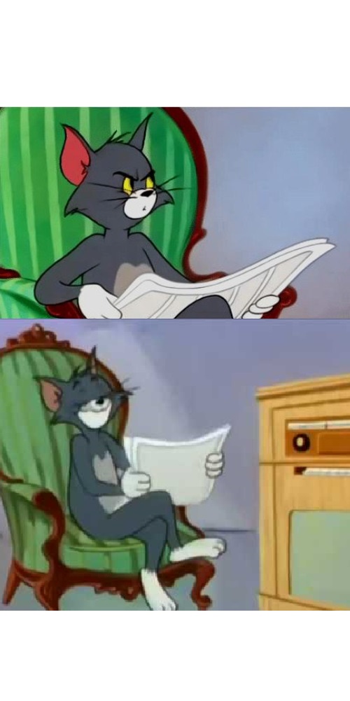 Interupted and satisfied Tom Blank Meme Template