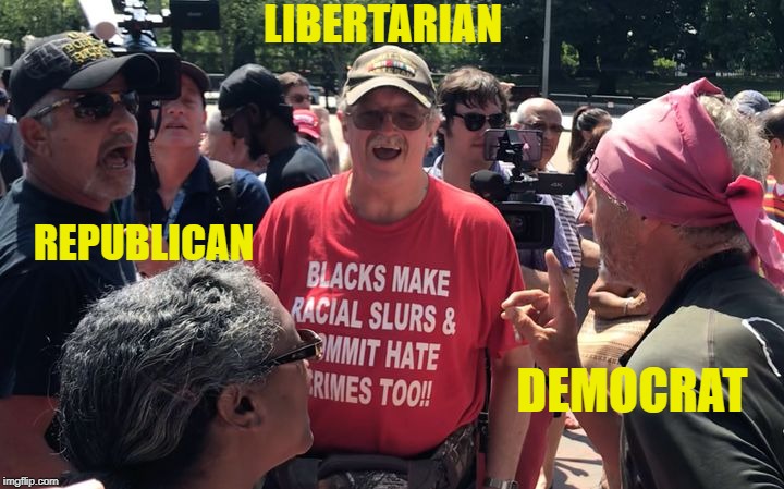 LIBERTARIAN; REPUBLICAN; DEMOCRAT | made w/ Imgflip meme maker