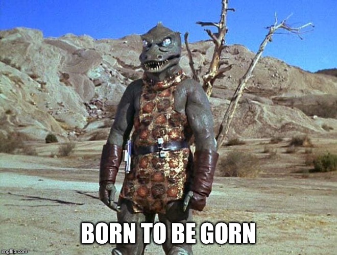 Arnold are you in there? | BORN TO BE GORN | image tagged in star trek | made w/ Imgflip meme maker