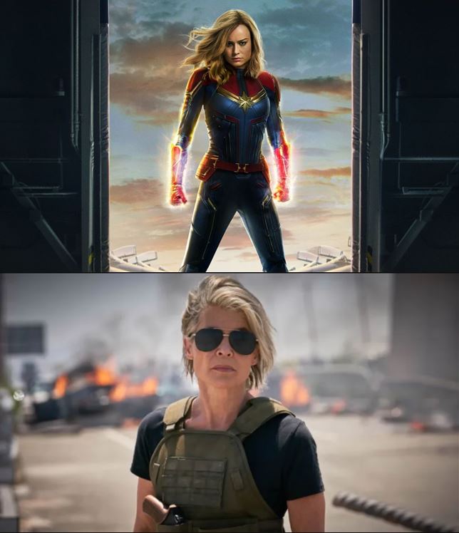 Captain Marvel & Sarah Connor Blank Meme Template