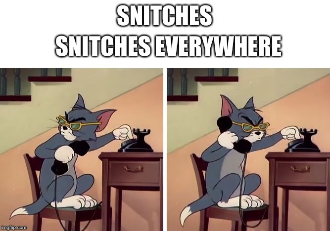 tom and jerry snitch | SNITCHES SNITCHES EVERYWHERE | image tagged in tom and jerry snitch | made w/ Imgflip meme maker