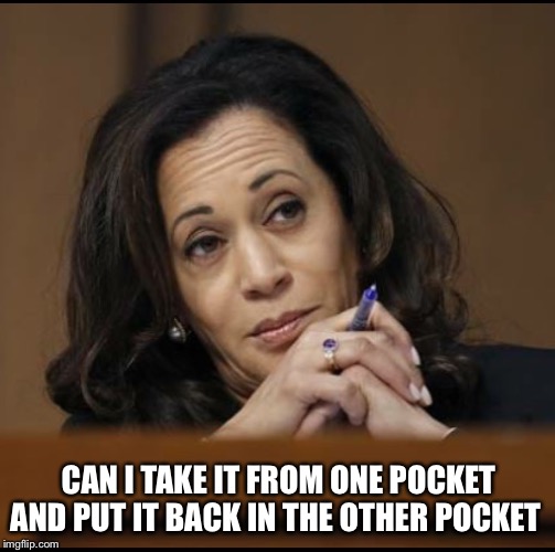 Kamala Harris  | CAN I TAKE IT FROM ONE POCKET AND PUT IT BACK IN THE OTHER POCKET | image tagged in kamala harris | made w/ Imgflip meme maker