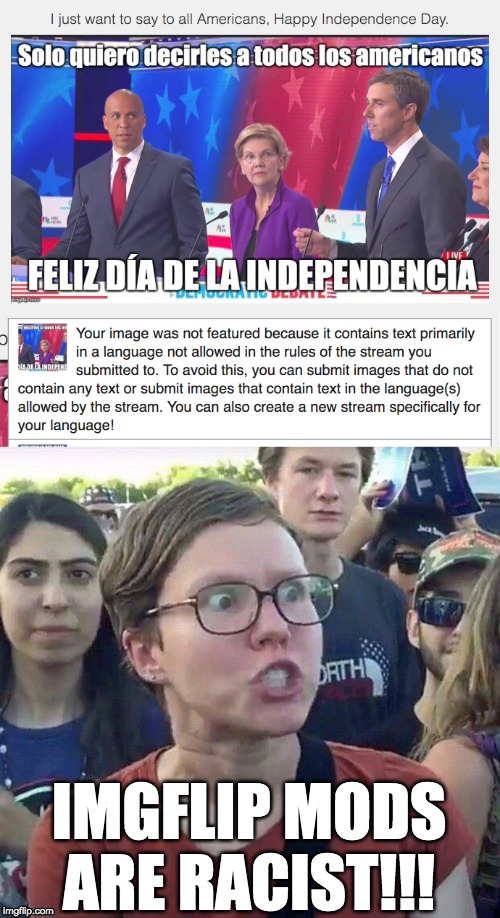 Happy Independence Day | IMGFLIP MODS ARE RACIST!!! | image tagged in foggy | made w/ Imgflip meme maker