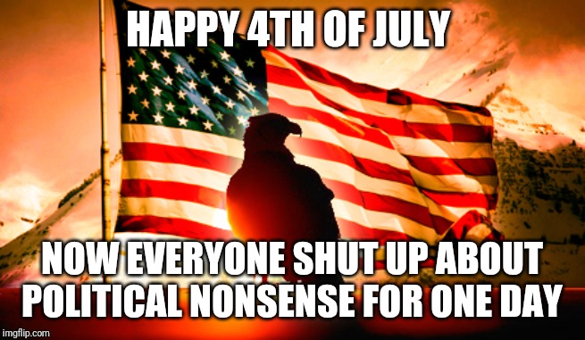 USA | HAPPY 4TH OF JULY; NOW EVERYONE SHUT UP ABOUT POLITICAL NONSENSE FOR ONE DAY | image tagged in usa | made w/ Imgflip meme maker