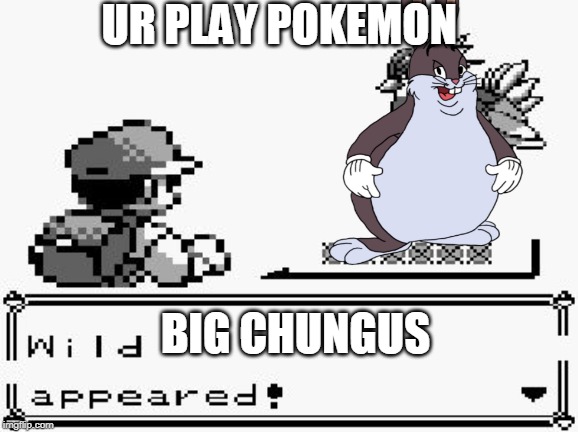 pokemon appears | UR PLAY POKEMON; BIG CHUNGUS | image tagged in pokemon appears | made w/ Imgflip meme maker