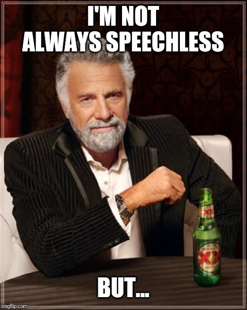 The Most Interesting Man In The World Meme | I'M NOT ALWAYS SPEECHLESS; BUT... | image tagged in memes,the most interesting man in the world | made w/ Imgflip meme maker