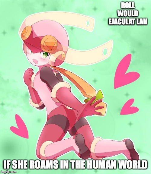 Roll.EXE | ROLL WOULD EJACULAT LAN; IF SHE ROAMS IN THE HUMAN WORLD | image tagged in roll,memes,megaman,megaman nt warrior | made w/ Imgflip meme maker