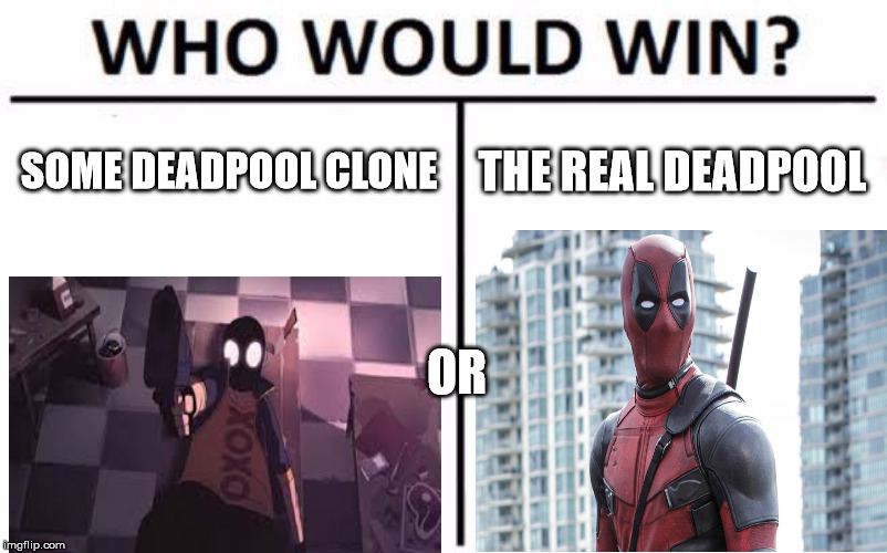 Who Would Win? Meme | SOME DEADPOOL CLONE; THE REAL DEADPOOL; OR | image tagged in memes,who would win | made w/ Imgflip meme maker