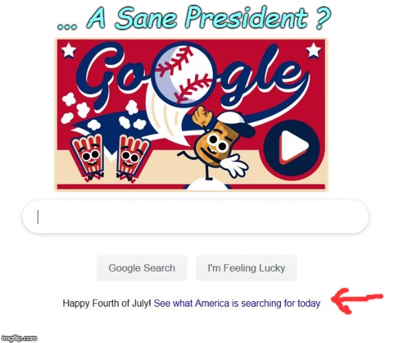 July 4th Google Search | ... A Sane President ? | image tagged in political meme,rick75230,donald trump,america,google search | made w/ Imgflip meme maker
