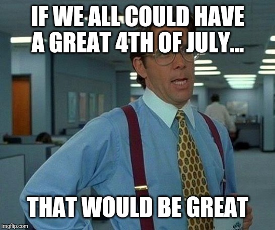 Happy 4th of July | IF WE ALL COULD HAVE A GREAT 4TH OF JULY... THAT WOULD BE GREAT | image tagged in memes,that would be great,independence day,4th of july | made w/ Imgflip meme maker