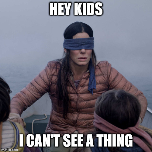 Bird Box | HEY KIDS; I CAN'T SEE A THING | image tagged in memes,bird box | made w/ Imgflip meme maker