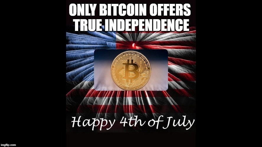 ONLY BITCOIN OFFERS 
TRUE INDEPENDENCE | made w/ Imgflip meme maker