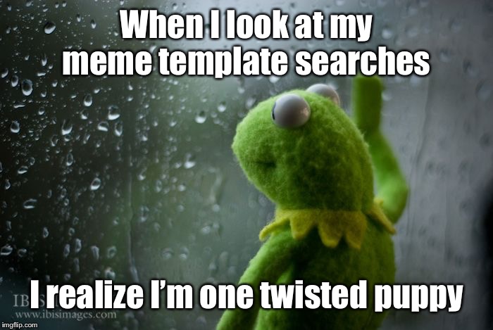 Am I the only one? | When I look at my meme template searches; I realize I’m one twisted puppy | image tagged in kermit window,meme templates,search history,weird,imgflip,funny memes | made w/ Imgflip meme maker