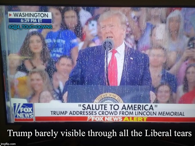 Liberal Tears | IG@4_TOUCHDOWNS; Trump barely visible through all the Liberal tears | image tagged in trump,liberal tears | made w/ Imgflip meme maker