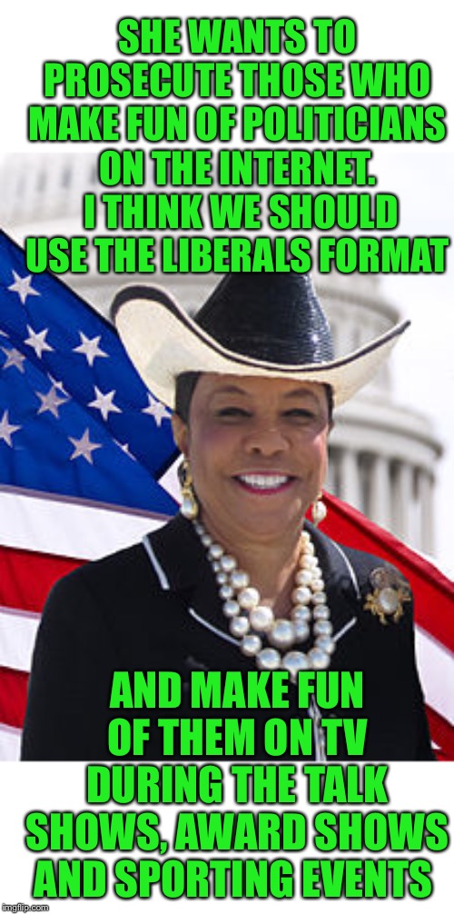 Hypocrisy at it’s worse | SHE WANTS TO PROSECUTE THOSE WHO MAKE FUN OF POLITICIANS ON THE INTERNET.  I THINK WE SHOULD USE THE LIBERALS FORMAT; AND MAKE FUN OF THEM ON TV DURING THE TALK SHOWS, AWARD SHOWS AND SPORTING EVENTS | image tagged in liberal hypocrisy,i just cant | made w/ Imgflip meme maker