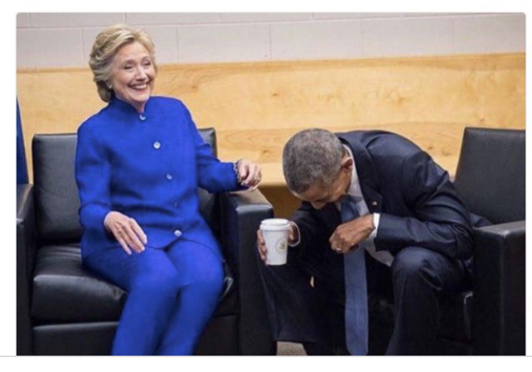 Hillary and Obama laughing Blank Meme Template