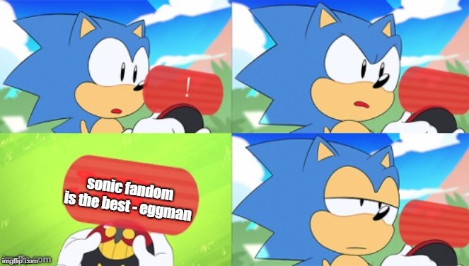 The Sonic Mania Meme | sonic fandom is the best - eggman | image tagged in the sonic mania meme | made w/ Imgflip meme maker