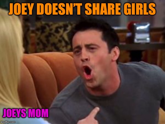 Joey doesn't share food | JOEY DOESN’T SHARE GIRLS JOEYS MOM | image tagged in joey doesn't share food | made w/ Imgflip meme maker