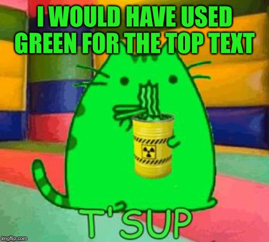 I WOULD HAVE USED GREEN FOR THE TOP TEXT | made w/ Imgflip meme maker
