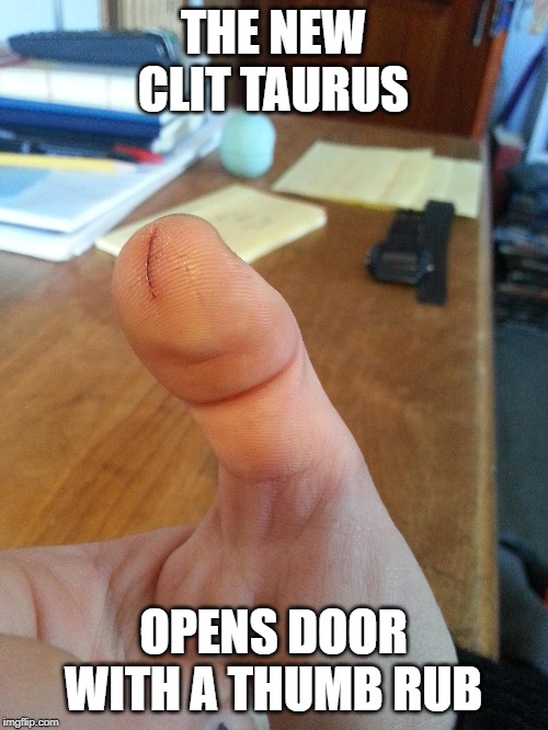 THE NEW CLIT TAURUS OPENS DOOR WITH A THUMB RUB | made w/ Imgflip meme maker