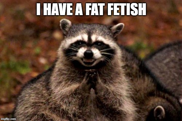 Evil Plotting Raccoon Meme | I HAVE A FAT FETISH | image tagged in memes,evil plotting raccoon | made w/ Imgflip meme maker