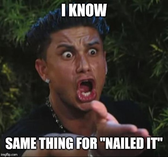 DJ Pauly D Meme | I KNOW SAME THING FOR "NAILED IT" | image tagged in memes,dj pauly d | made w/ Imgflip meme maker