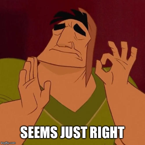 When X just right | SEEMS JUST RIGHT | image tagged in when x just right | made w/ Imgflip meme maker