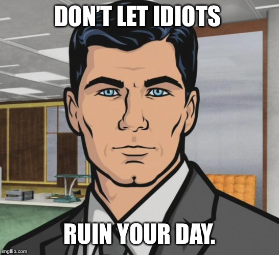 Archer Meme | DON’T LET IDIOTS; RUIN YOUR DAY. | image tagged in memes,archer | made w/ Imgflip meme maker