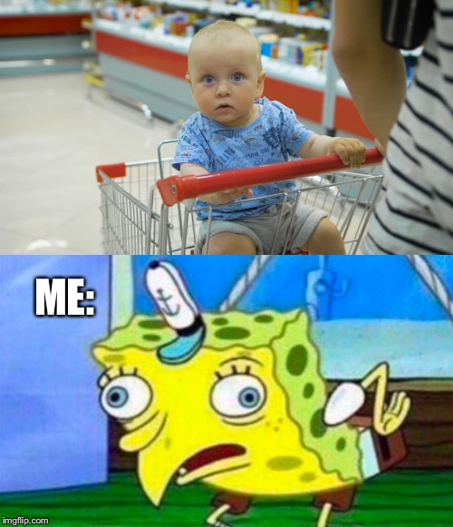 ME: | image tagged in baby shopping cart,memes,babies | made w/ Imgflip meme maker