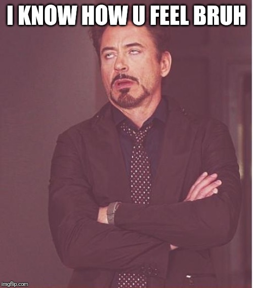 Face You Make Robert Downey Jr Meme | I KNOW HOW U FEEL BRUH | image tagged in memes,face you make robert downey jr | made w/ Imgflip meme maker