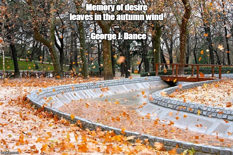 blowing in the wind | Memory of desire
leaves in the autumn wind
--
- George J. Dance | image tagged in blowing in the wind | made w/ Imgflip meme maker