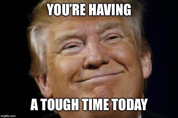 Tough Time Trump | YOU’RE HAVING; A TOUGH TIME TODAY | image tagged in tough time trump | made w/ Imgflip meme maker