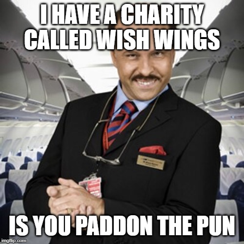 Moses Beacon | I HAVE A CHARITY CALLED WISH WINGS; IS YOU PADDON THE PUN | image tagged in moses beacon | made w/ Imgflip meme maker