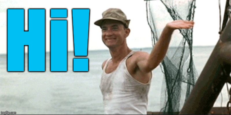 Forest Gump waving | Hi! | image tagged in forest gump waving | made w/ Imgflip meme maker