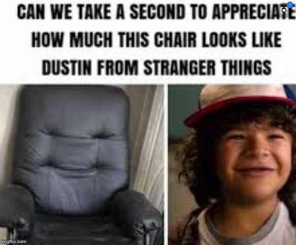 Just Appreciate The Chair... | image tagged in dustin,stranger things,chair meme,sfw | made w/ Imgflip meme maker