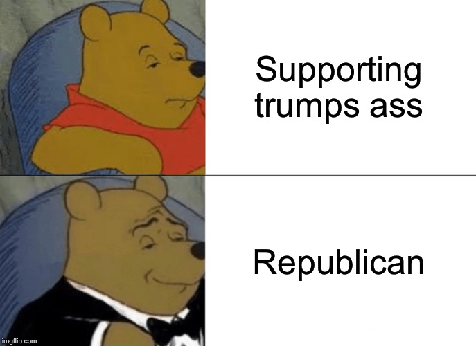 Tuxedo Winnie The Pooh Meme | Supporting trumps ass Republican | image tagged in memes,tuxedo winnie the pooh | made w/ Imgflip meme maker