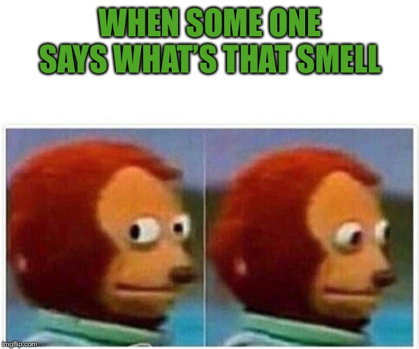 That moment... | WHEN SOME ONE SAYS WHAT’S THAT SMELL | image tagged in monkey puppet,farts,that moment,smell,awkward | made w/ Imgflip meme maker