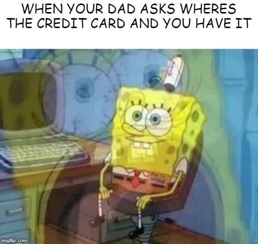 WHEN YOUR DAD ASKS WHERES THE CREDIT CARD AND YOU HAVE IT | image tagged in credit card | made w/ Imgflip meme maker